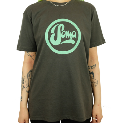 Grey T-Shirt with Pistachio Green Logo