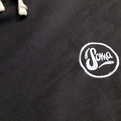 Grey hoodie with grey embroidered Soma logo