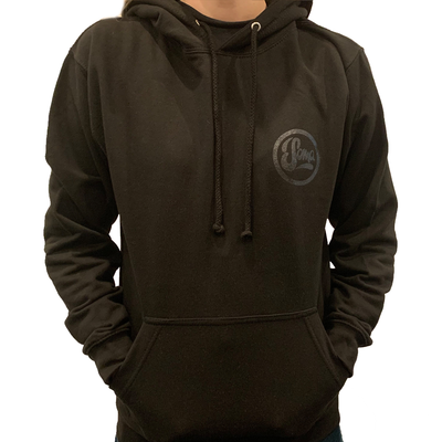 Black Pullover Hoodie with Small Black Logo