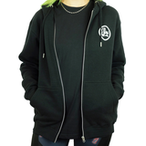 Black Zip Hoodie with Small White Logo