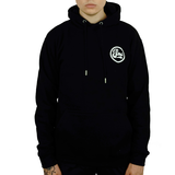 Black Pullover Hoodie with Small White Logo